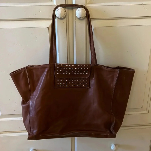 Authentic brown leather tote bag from Italy - Picture 1 of 9